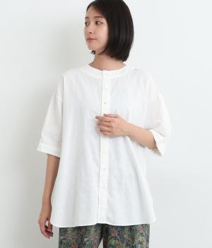 コットンリネンシーチングサロ―シャツ(ホワイト-ONESIZE)