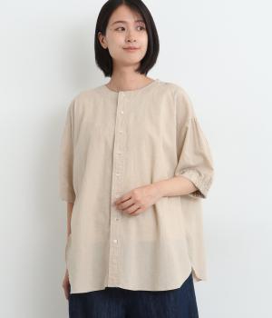 コットンリネンシーチングサロ―シャツ(アイボリー-ONESIZE)
