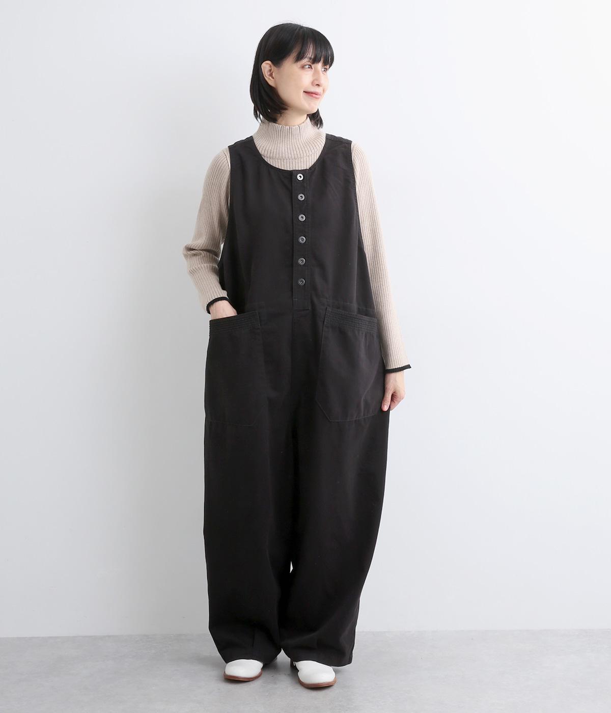 コットンパウダースノーツイルトラヴァイユサロペット(ブラック-2)