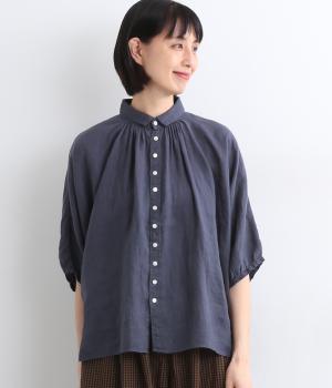 リネンキャンバスグランシャツ(ネイビー-2)