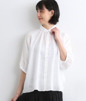 リネンキャンバスグランシャツ(ホワイト-2)