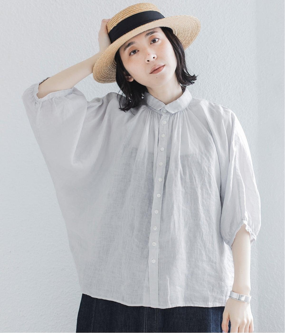 リネンキャンバスグランシャツ(アイスグレー-2)