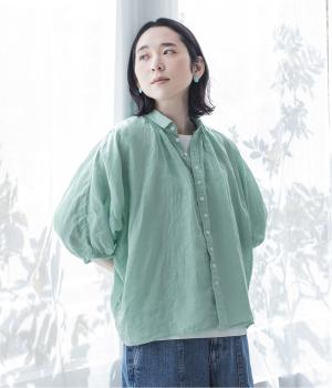 リネンキャンバスグランシャツ(ミントグリーン-2)