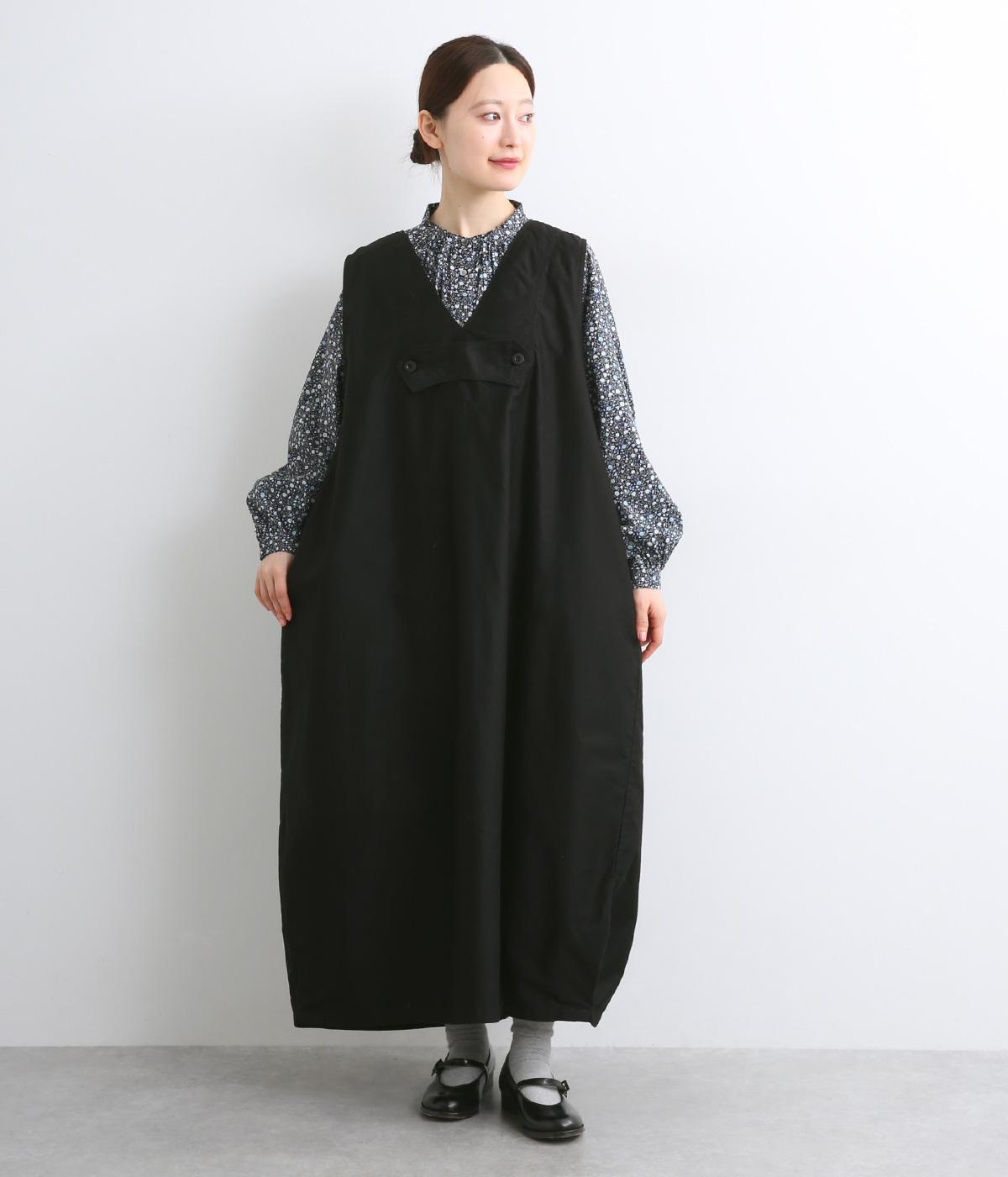 コットンミニタリーモールスキン2wayランテルヌワンピース(ブラック-2)