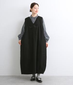 コットンミニタリーモールスキン2wayランテルヌワンピース(ブラック-2)