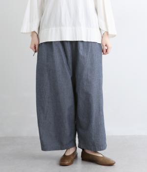 コットンリネンシャンブレー　コルドンパンツ(ブルーシャンブレー-2)
