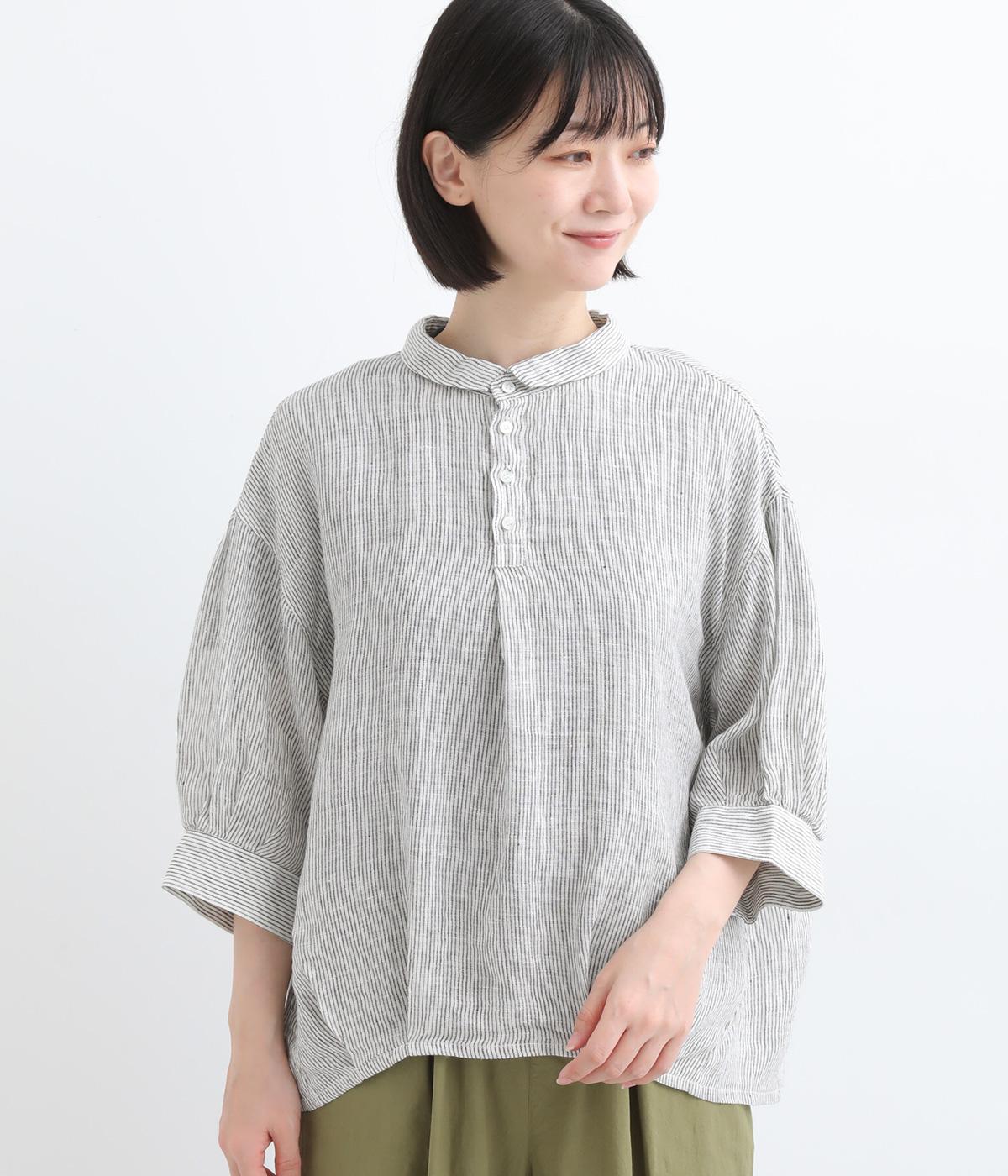 リネン　バロンシャツ(ストライプ-2)