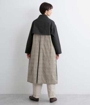 コットンナイロン高密度ギャバスタンドカラーコート(ブラック-F)