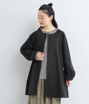 30ツイルボリュームスリーブシャツコート(ブラック-F)