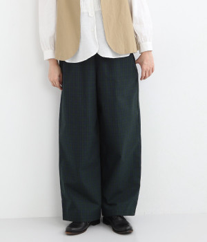 コットン ストレートチェックパンツ(ブラックウォッチ-ONESIZE)