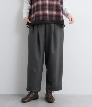 ウールライクポリエステルツイルタックパンツ(チャコール-F)