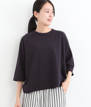 ミニ裏毛 カットオフ6分袖プルオーバー(チャコール-ONESIZE)