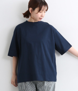 コットン オーバーサイズTシャツ(ネイビー-ONESIZE)