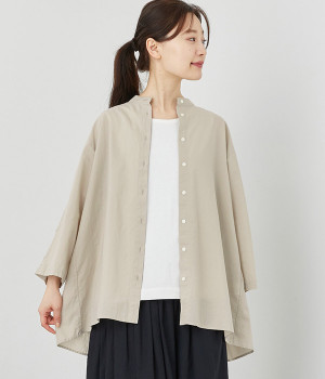 コットン バックギャザーブラウス(ベージュ-ONESIZE)