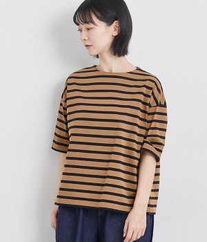 バスクボーダー プルオーバー(モカ×ブラック-ONESIZE)