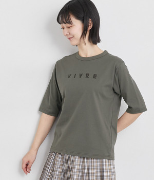 コットン ロゴTシャツ　VIVRE(チャコール-ONESIZE)