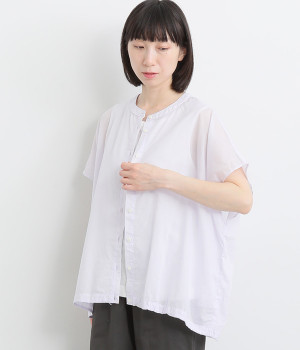 【made in japan】コットン バンドカラーワイドシャツ(ラベンダー-ONESIZE)