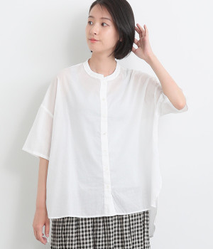 【made in japan】コットン 前後差シアーシャツ(オフホワイト-ONESIZE)