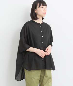 【made in japan】コットン 前後差シアーシャツ(ブラック-ONESIZE)