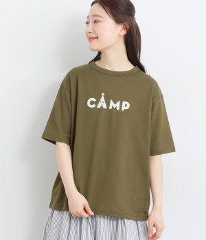 【made in japan】プリントTEE　CAMP(アーミーグリーン-ONESIZE)