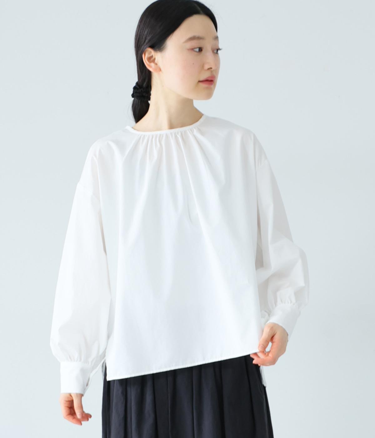 コーマブロードローンドットギャザーブラウス(オフホワイト-F)