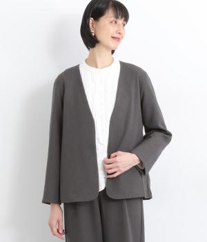 ノーカラージャケット(チャコール-ONESIZE)