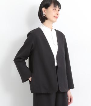 ノーカラージャケット(ブラック-ONESIZE)