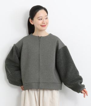 もこもこプードルパイルコンビネーションブルゾン(チャコール-F)