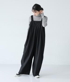 馬布タックサロペットパンツ(ブラック-F)