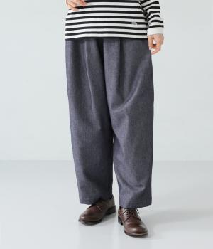 コットンウールデニムワイドテーパードパンツ(インディゴ-F)