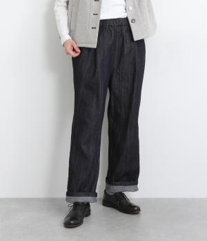 10ozムラ糸デニムワンタックテーパードパンツ(インディゴ-F)