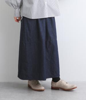 デニムコクーンスカート(ミドルインディゴ-F)