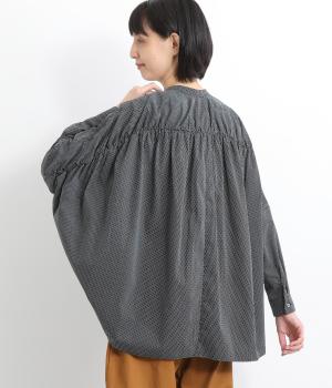 バックギャザーワイドシャツ(ブラックドット-ONESIZE)