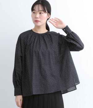 スタンダードギャザーブラウス(ネイビー-ONESIZE)