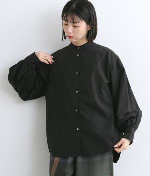 ギャザースリーブシャツ(ブラック-F)