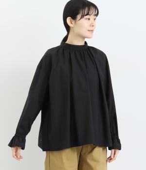 タイプライターギャザーブラウス(ブラック-F)