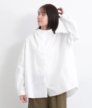 ハイカウントコットンカウルネックシャツ(オフホワイト-F)