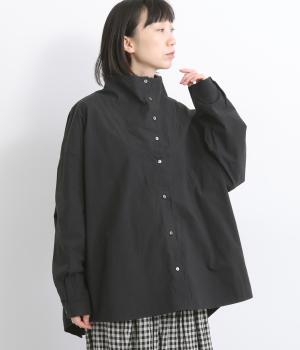 ハイカウントコットンカウルネックシャツ(ブラック-F)