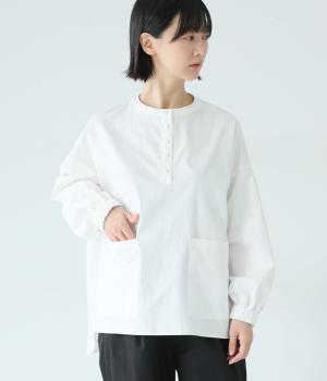 コットンツイルヴィンテージワッシャーバルーンスリーブプルオーバー(オフホワイト-F)