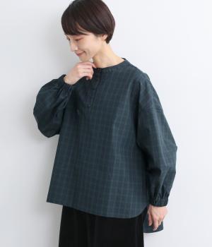 コットンタイプライターバルーンスリーブプルオーバー(ブラックウォッチ-F)