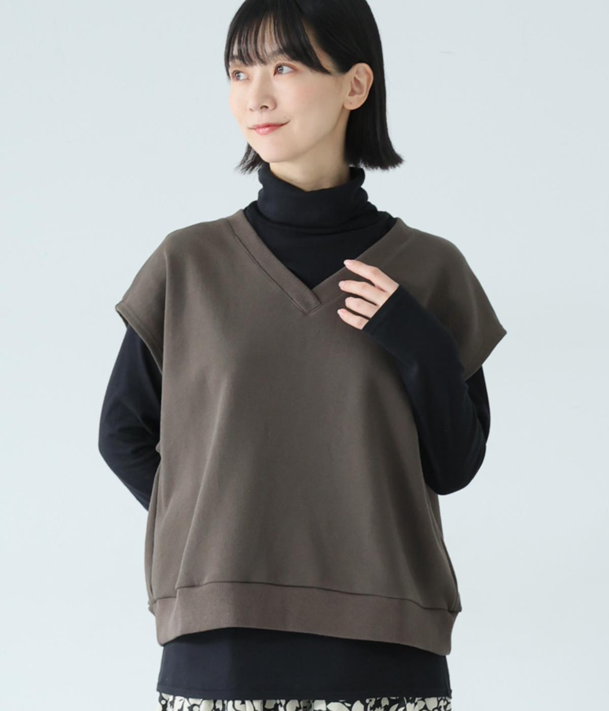 ヴィンテージ裏毛フレンチテリーベスト(チャコール-F)