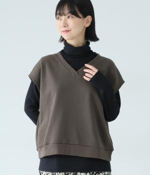 ヴィンテージ裏毛フレンチテリーベスト(チャコール-F)