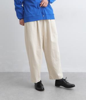コットンリネンデニムワイドテーパードパンツ