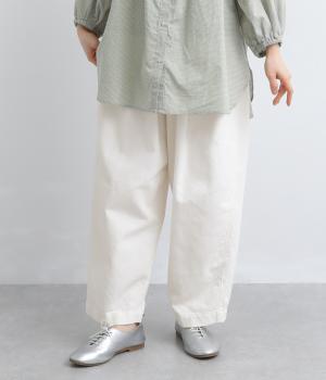コットンリネンデニムワイドテーパードパンツ(オフホワイト-F)