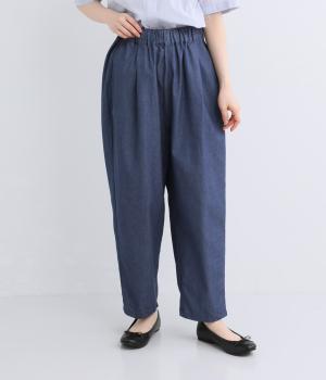 コットンデニムタックパンツ(ライトインディゴ-F)
