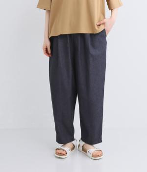 コットンデニムタックパンツ(ミディアムインディゴ-F)