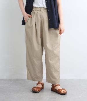 コットンカツラギワイドテーパードパンツ(ベージュ-F)