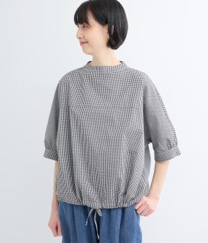 コットンブロードギンガムパターンドルマンプルオーバー