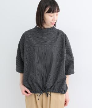 コットンブロードドットパターンドルマンプルオーバー(ドットブラック-F)