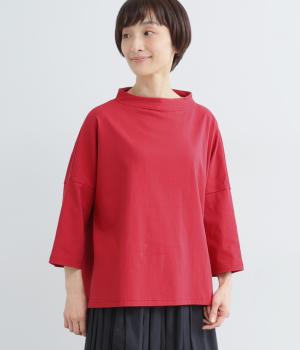 コットン天竺ガンジーネックプルオーバー(レッド-F)